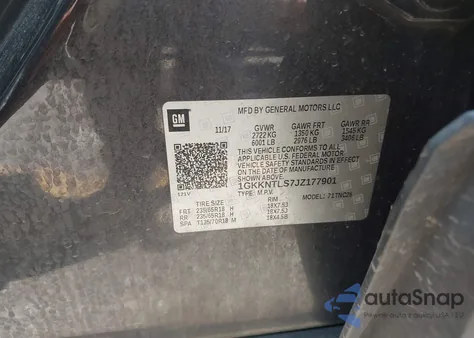 2018 GMC Acadia Sle-2 from USA, damaged, VIN 1GKKNTLS7JZ177901